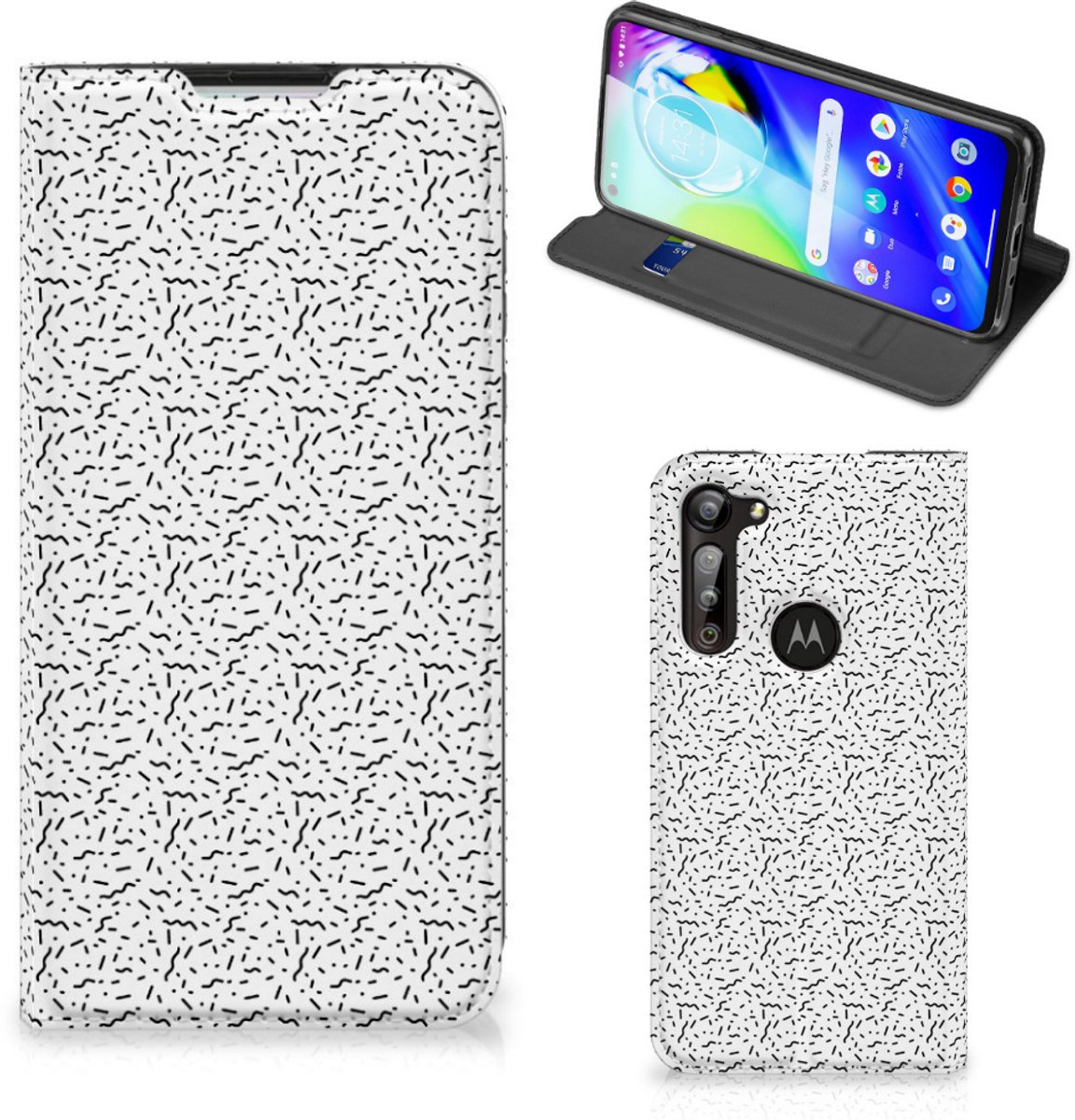 Motorola Moto G8 Power Hoesje met Magneet Stripes Dots