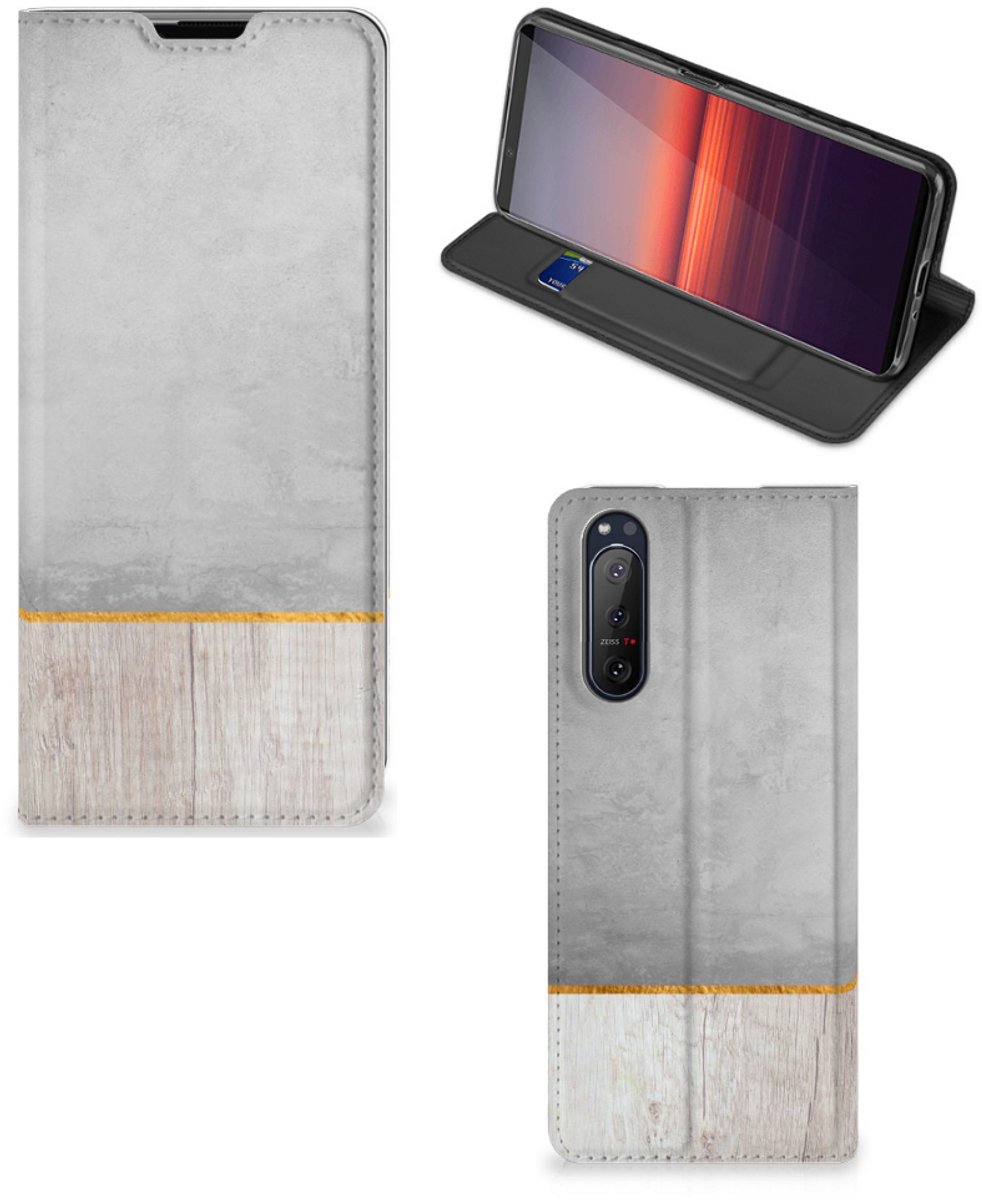 Book Case voor Sony Xperia 5 II Book Wallet Case Wood Concrete