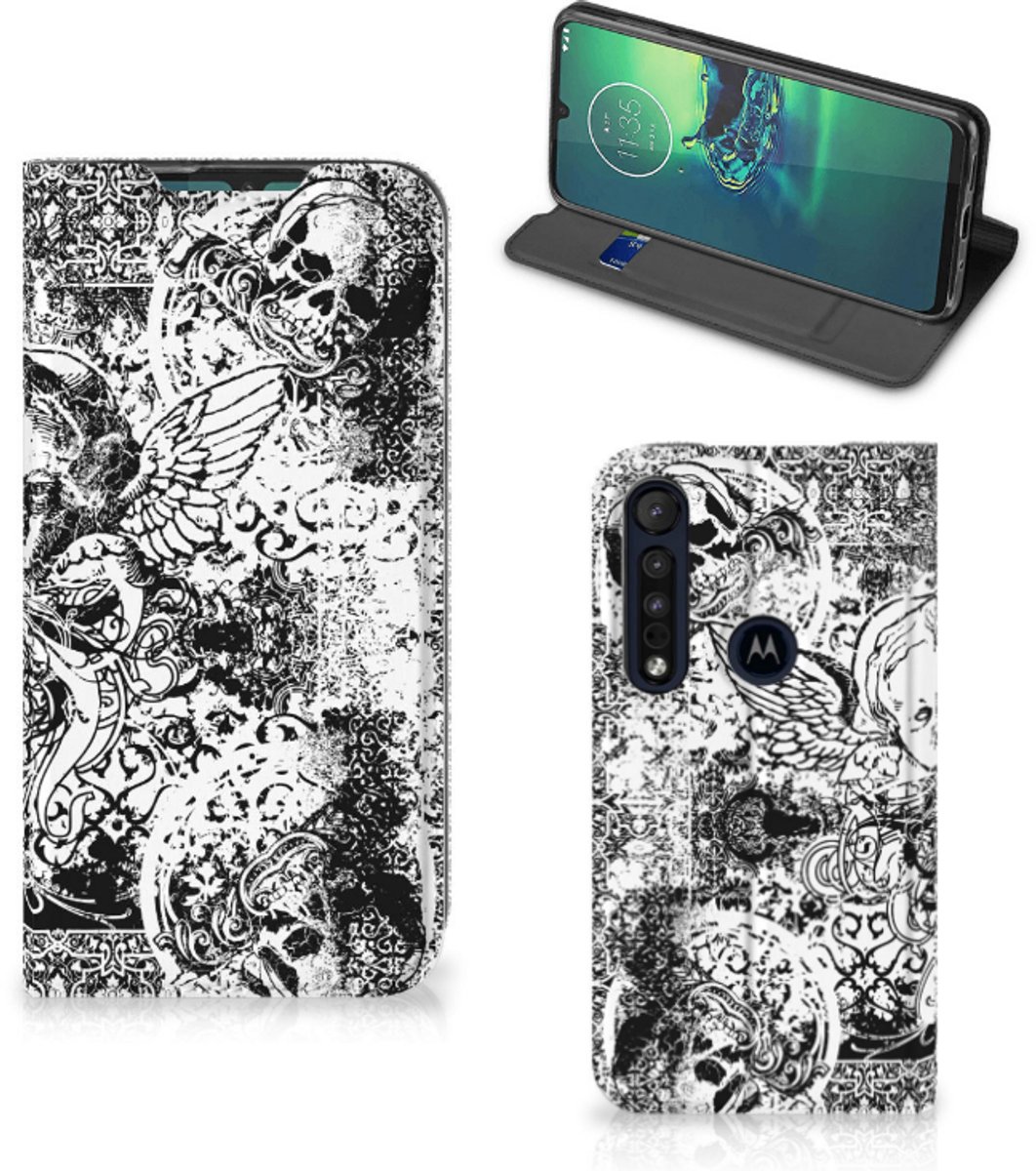 Mobiel BookCase Motorola G8 Plus Skulls Angel