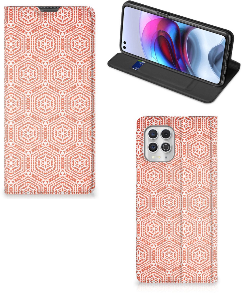 Book Case voor Motorola Moto G100 Hoesje met Magneet Pattern Orange