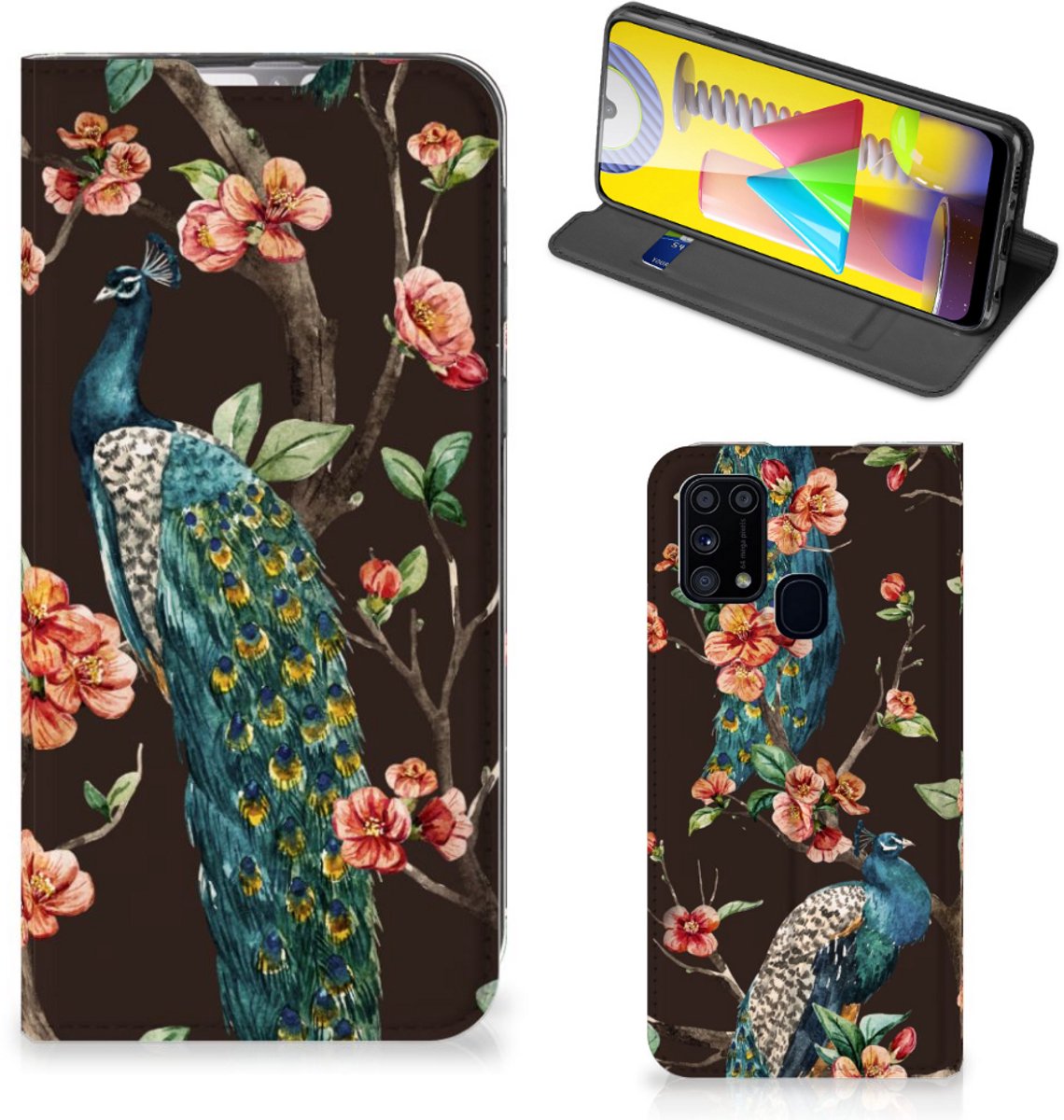Samsung Galaxy M31 Hoesje maken Pauw met Bloemen