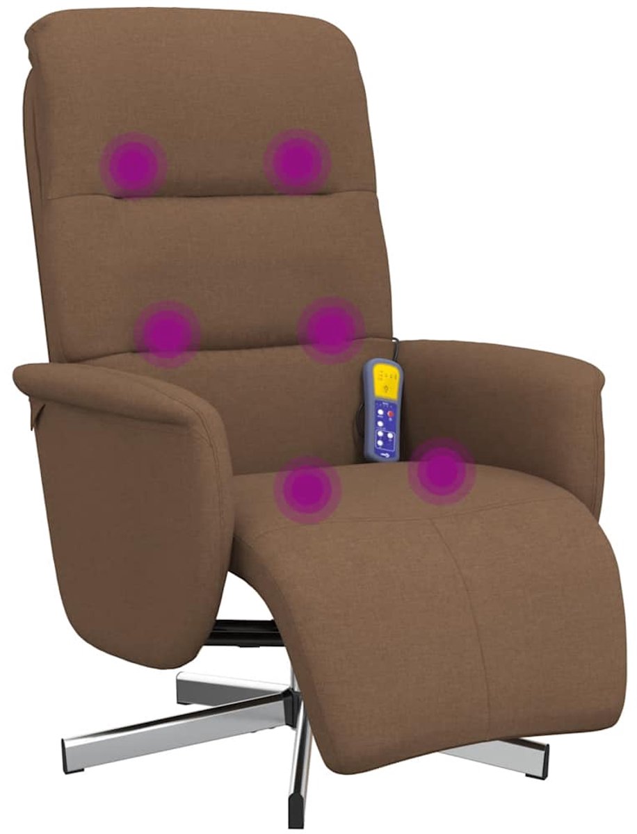 vidaXL Massagestoel - verstelbaar - met - voetensteun - stof - bruin