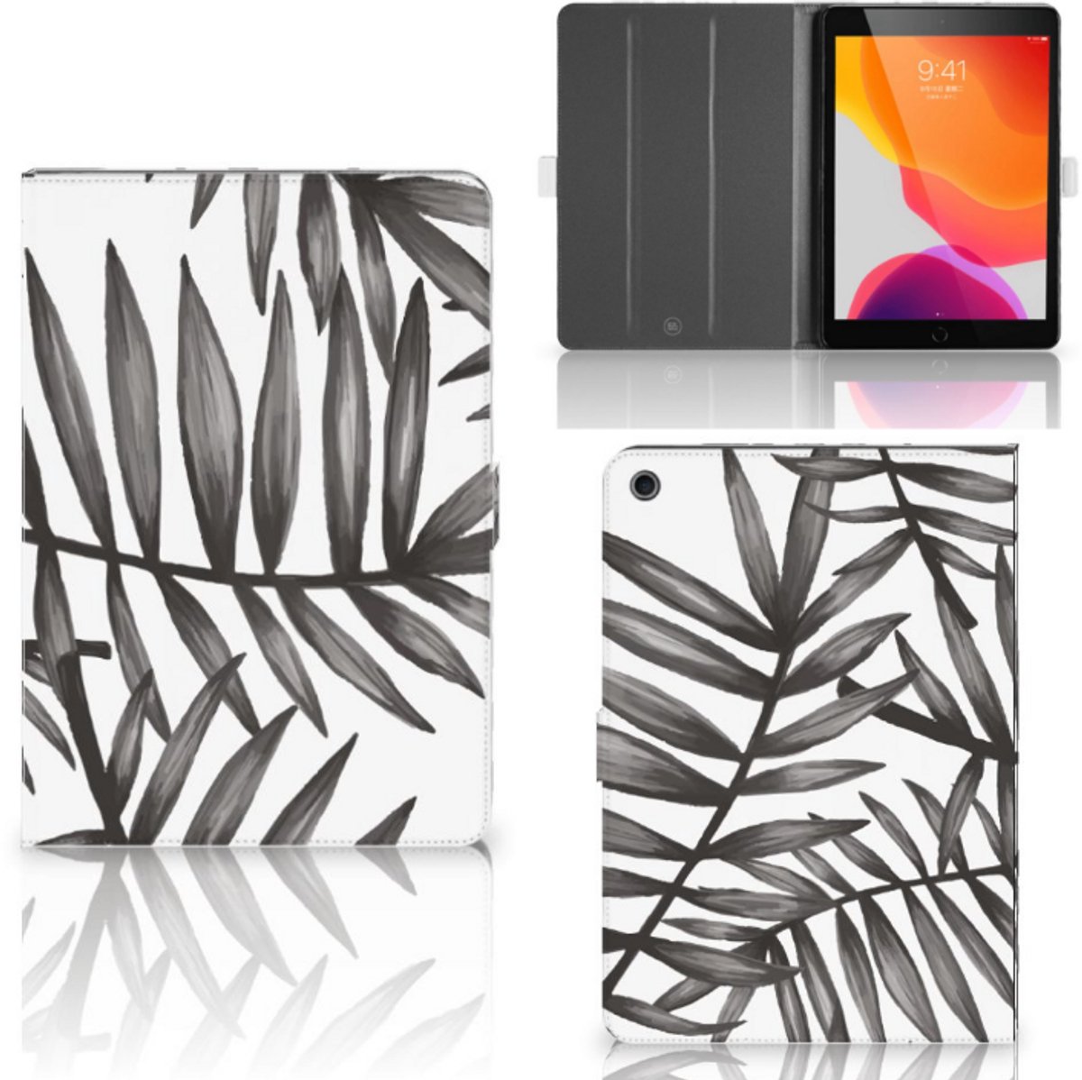 iPad 10.2 2019 | iPad 10.2 2020 | 10.2 2021 Tablet Cover Leaves Grey