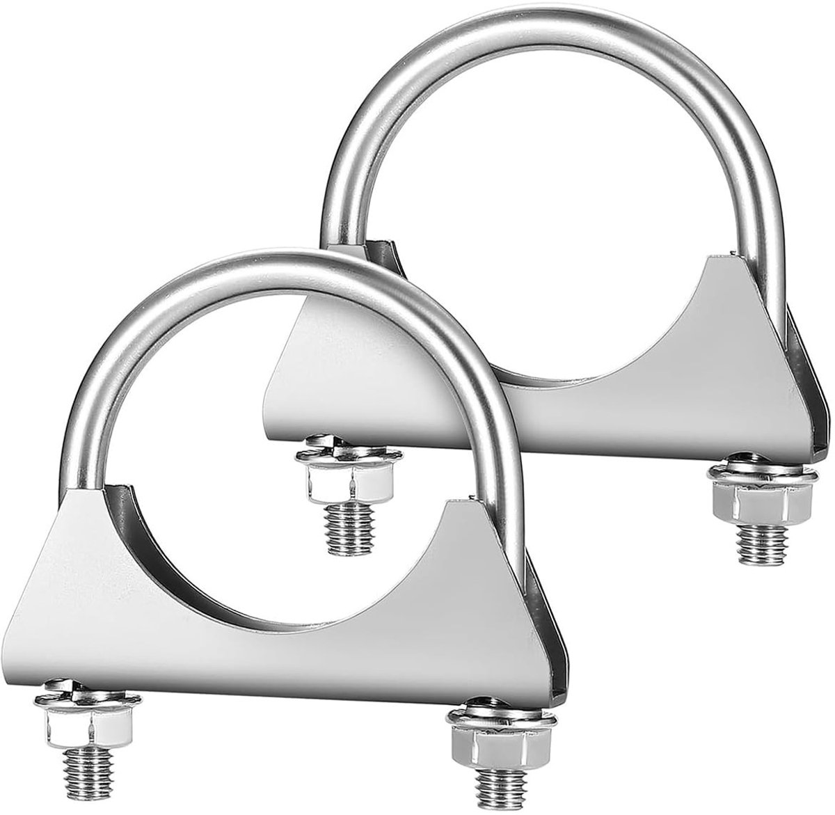 Allecto - U-Bolt Uitlaatklemmen - RVS Uitlaatklemmen - 76mm - Geschikt voor Auto - Sterke Bevestiging - Duurzaam en Betrouwbaar - 2 Stuks