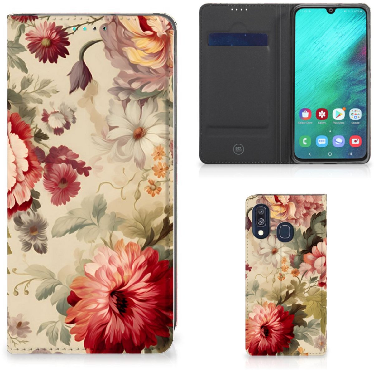 Smart Cover voor Samsung Galaxy A40 Bloemen