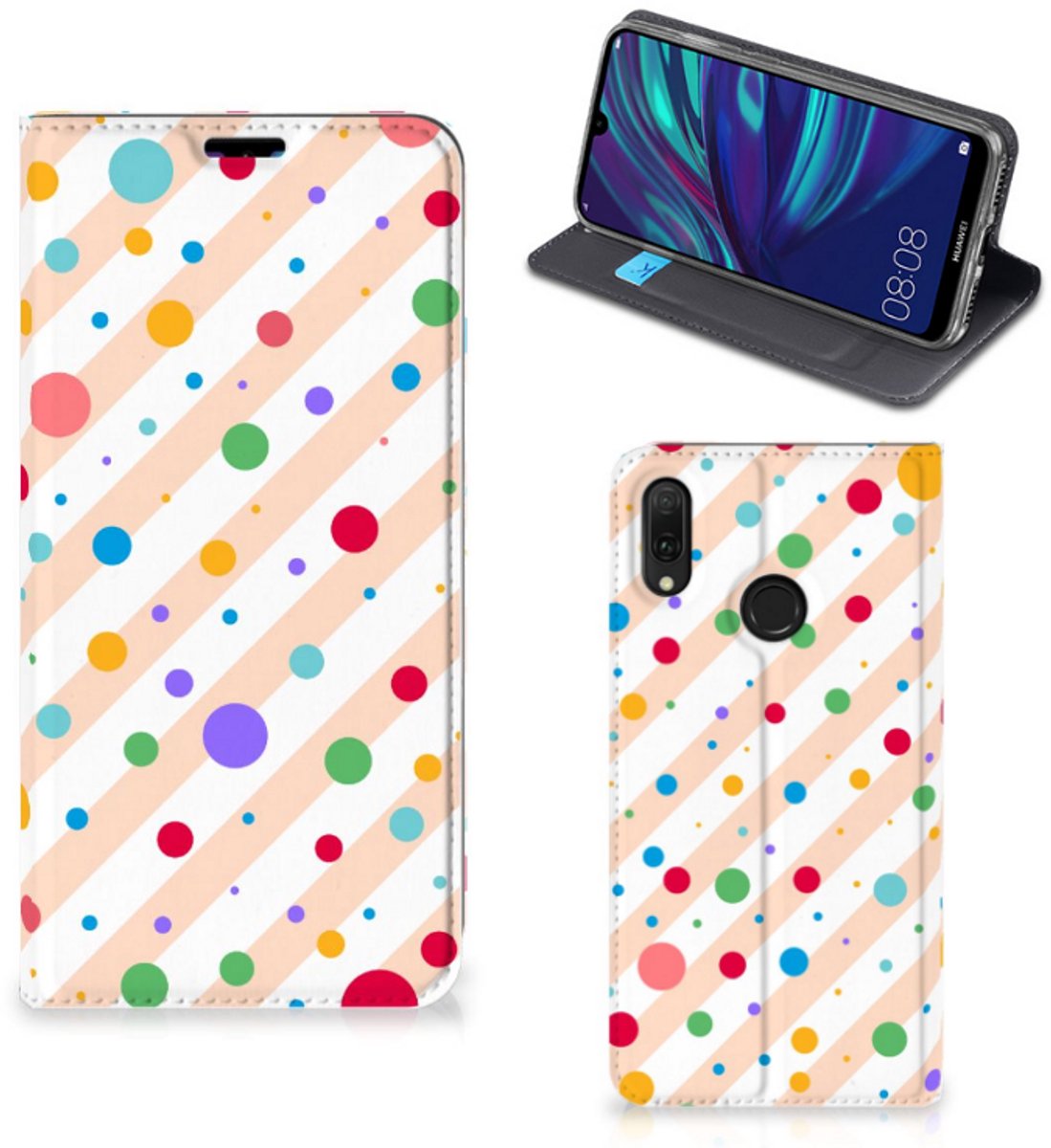 Huawei Y7 hoesje Y7 Pro (2019) Hoesje met Magneet Dots