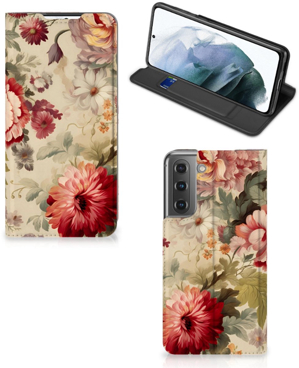 Smart Cover voor Samsung Galaxy S21 FE Bloemen