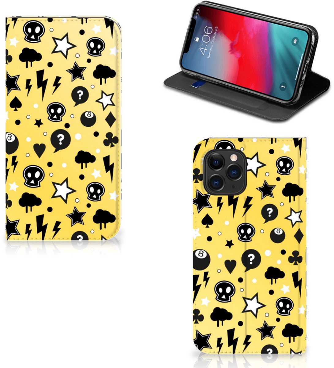 Mobiel BookCase Apple iPhone 11 Pro Punk Geel