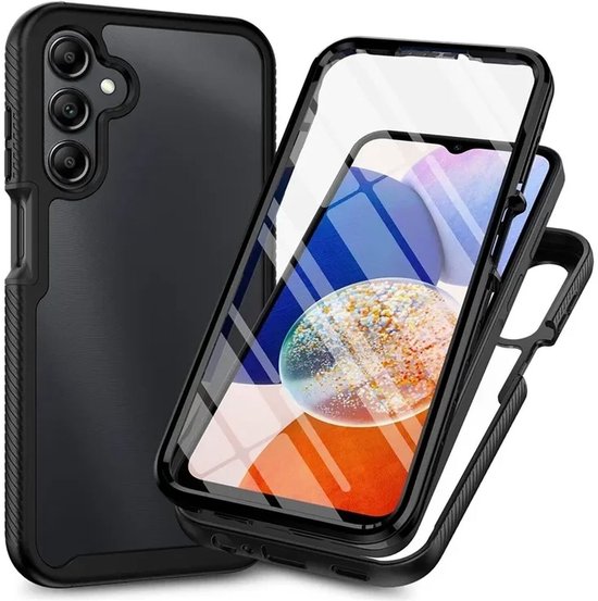 Hoesje met Ingebouwde Screenprotector Geschikt voor Samsung Galaxy A15 | Full Protect valbescherming | Schokbestendige Beschermhoes tegen Vallen | Shockproof | Doorzichtig / Zwart