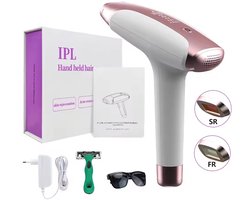 IPL Laser Ontharingsapparaat - IPL Haarverwijderaar - Beste Ontharingsapparaat voor Thuis – Pijnloos & Draadloos Laser Ontharen – 999.999 Flitsen – Gezicht & Lichaam – Inclusief Scheermes & Beschermbril