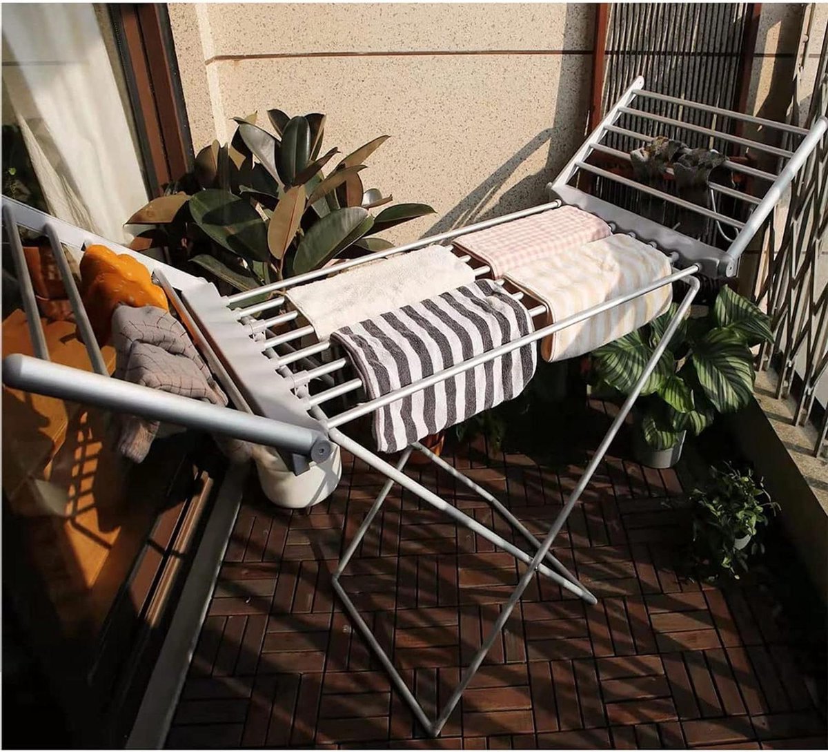 Elektrisch Droogrek Kledingdroger Kleding Drogen Constante Temperatuur 148 cm Hoog Zilver