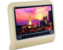 Auto DVD Speler - Hoofdsteun Monitor - Reizen met kinderen - Superslank ontwerp - 9 inch scherm - Beige