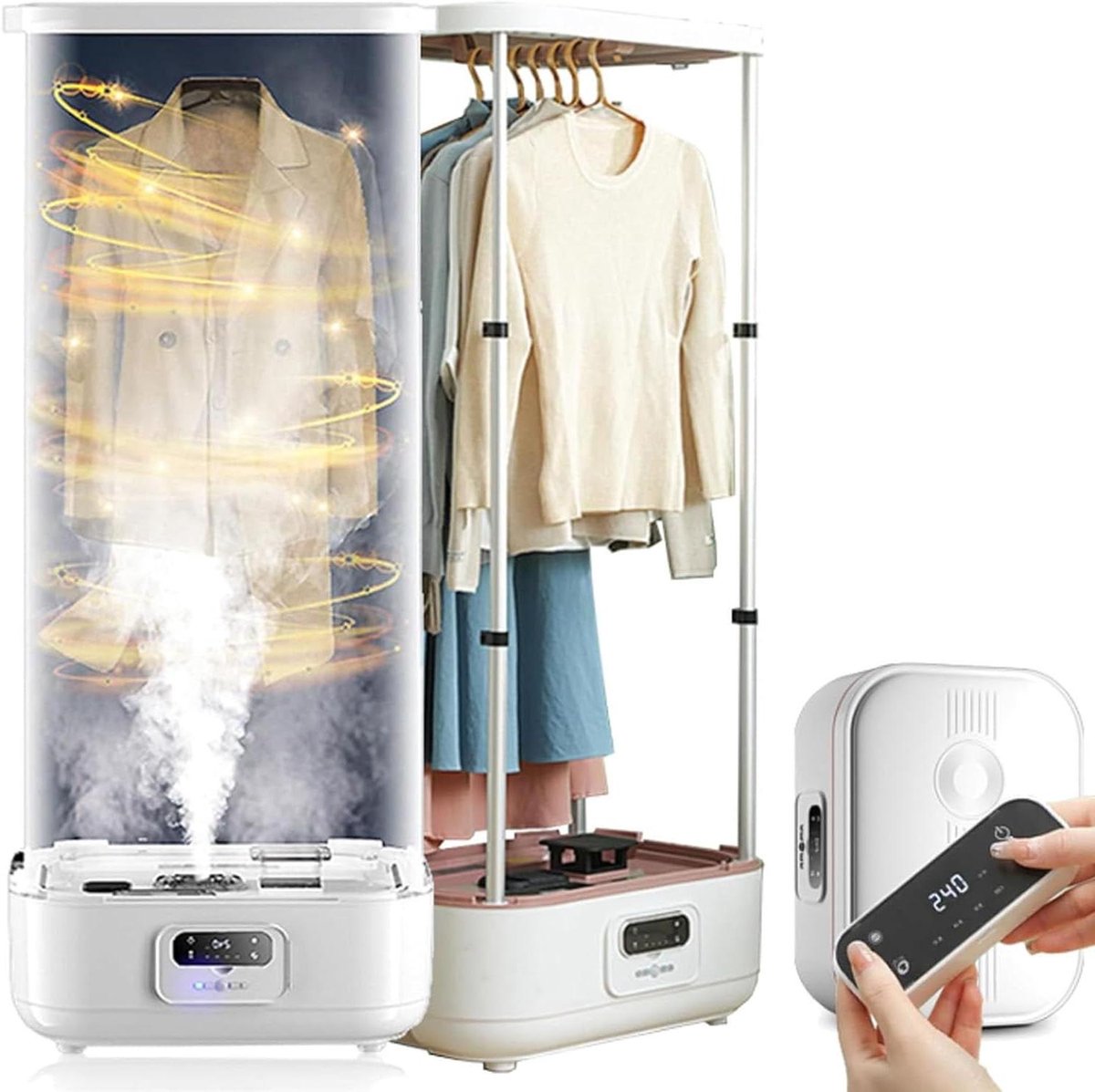 Stoomstrijkijzer Kledingverzorging - Kreukelverwijderaar Stomer - Kleding Snel Strijken - Automatische Stoomdroger - Opvouwbaar Ontwerp - Wit