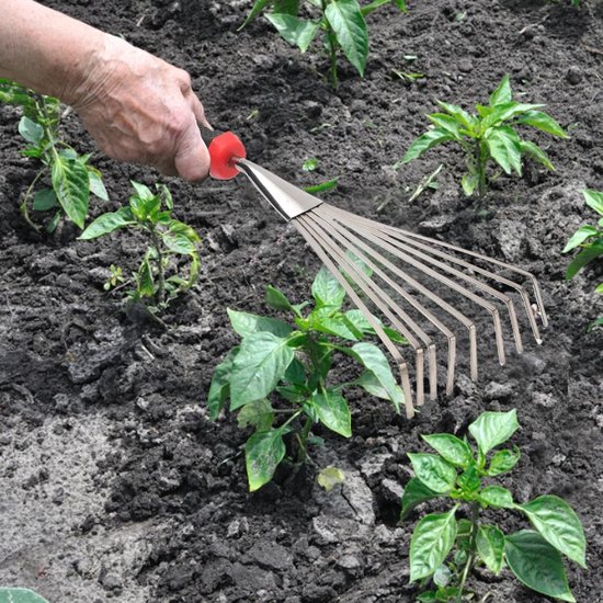 Handhark Tuin Gereedschap - Kleine Bladhark - Grond Losmaken - Antislip Handgreep - 12.8 cm Breed - Zwart van Handhark — afbeelding 2