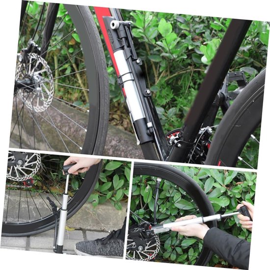 Mini Fietspomp - Draagbare Inflator - Banden Oppompen - Dubbele Cilinder - 27 cm - Zwart — afbeelding 2