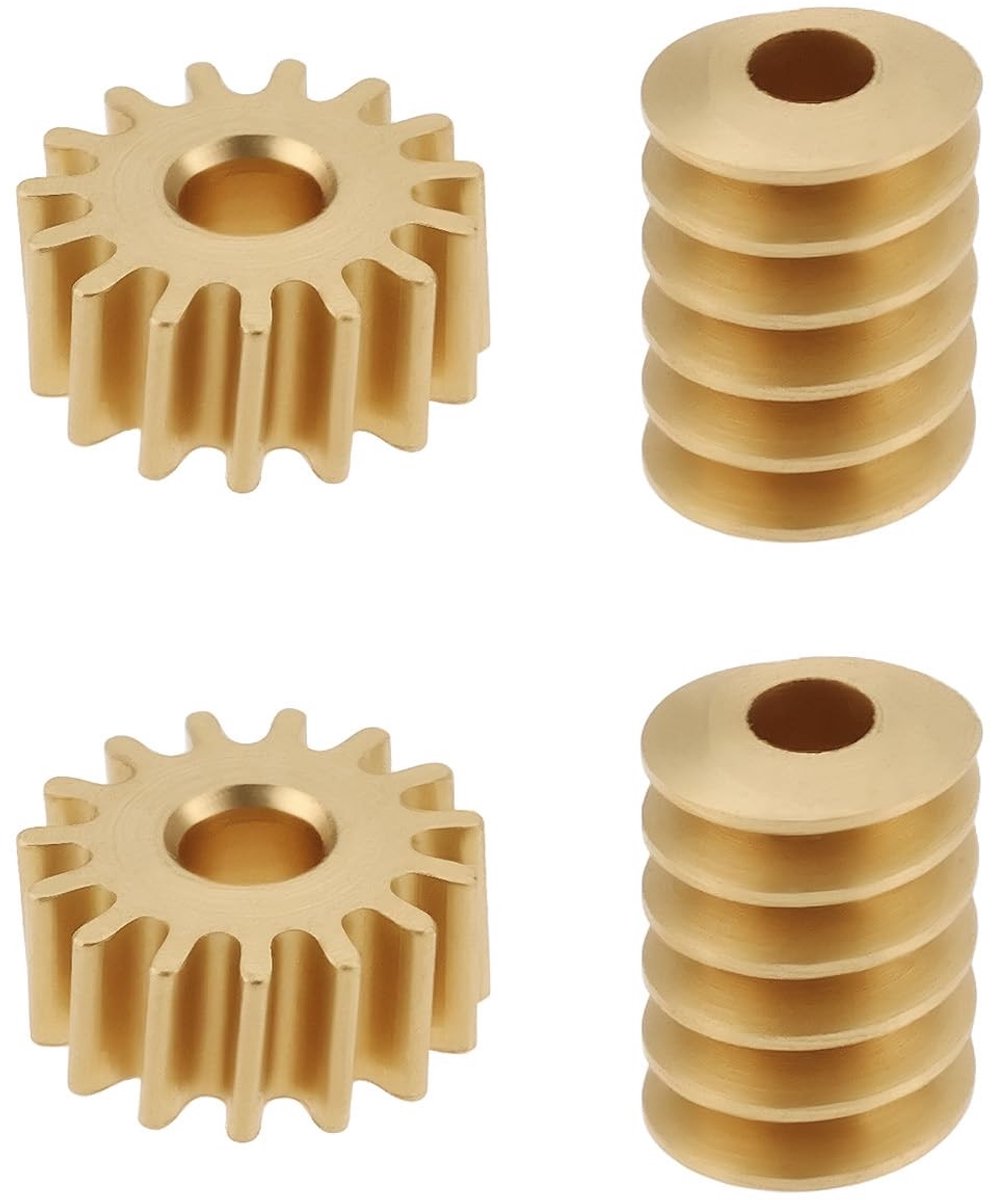 Dailygoods- Worm Gear 15T - 2 Stuks - Messing - 0,2M Module - 3,4 mm Buitendiameter - Geschikt voor Modelmotoren - Wormwiel