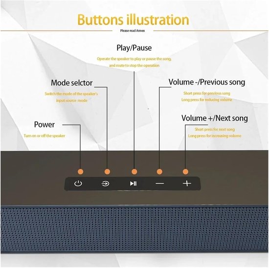 Draadloze Soundbar - Home Cinema - Films Muziek Games - Bluetooth 5.0 Connectiviteit - 10W x 4 Vermogen - Zwart — afbeelding 3