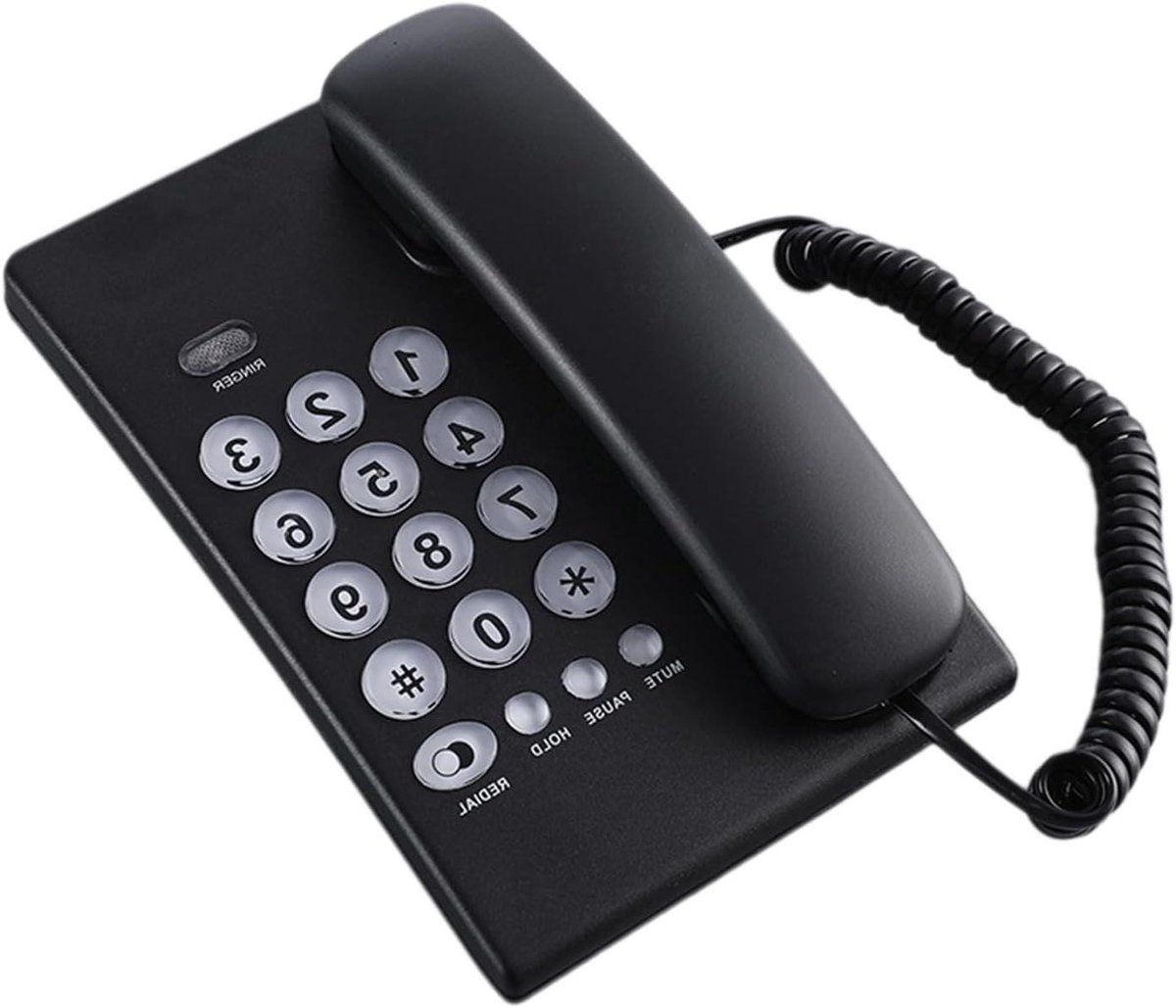 Vaste Telefoon - Grote Knop - Thuisgebruik - Inkomend Oproepindicatie - Plug and Play - Zwart