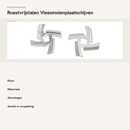 Vleesmolenonderdelen van Roestvrij Staal voor Voedselverwerking, RVS Vleesmolenplaten en Messen - Set van 2 Platen en 2 Bladen van Merkloos — afbeelding 3