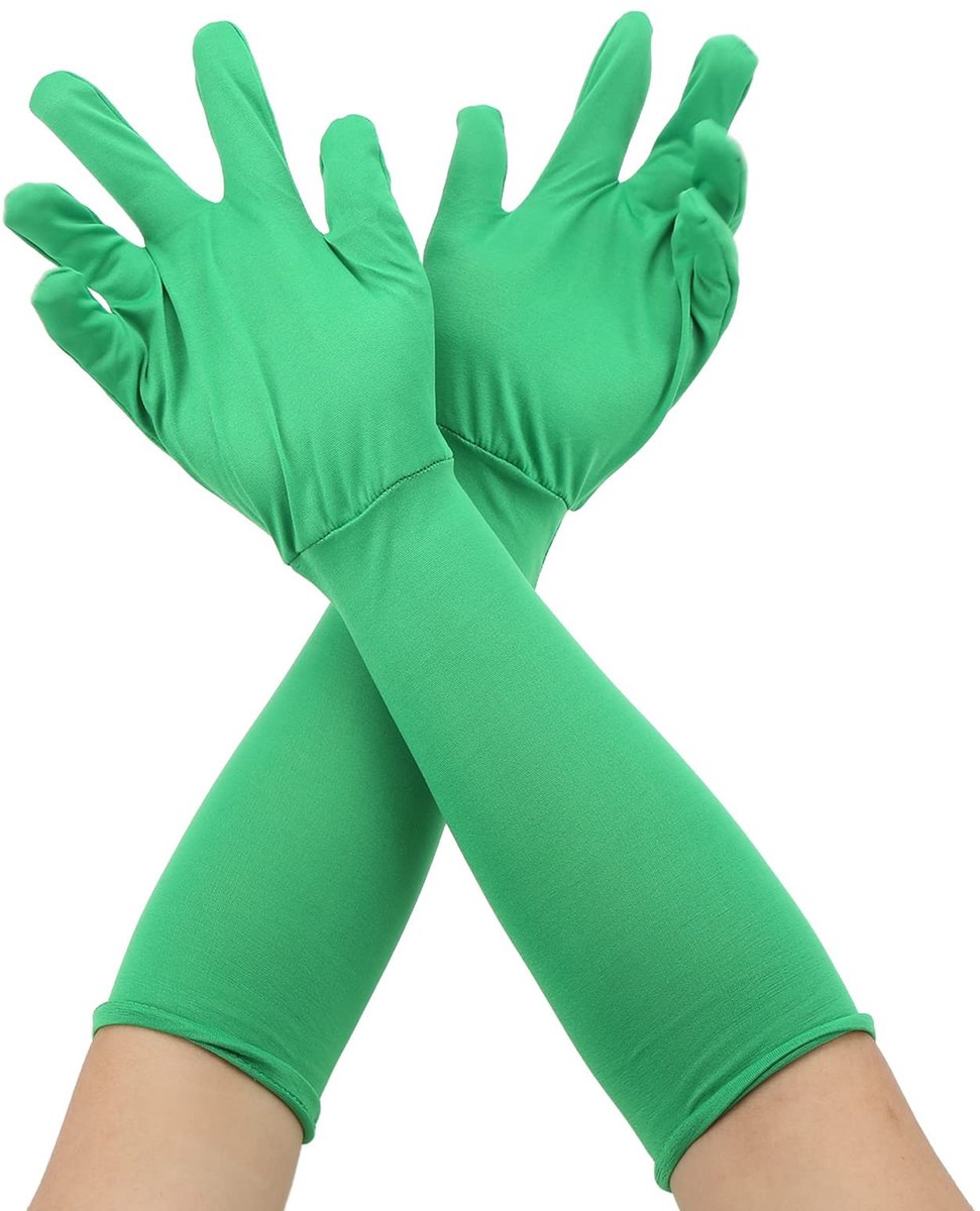 Dailygoods- Groene Handschoenen Melkzijde - Opvouwbaar - Wasbaar - Voor Fotografie/Video - Chromakey Green Screen - Flexibel/Duurzaam