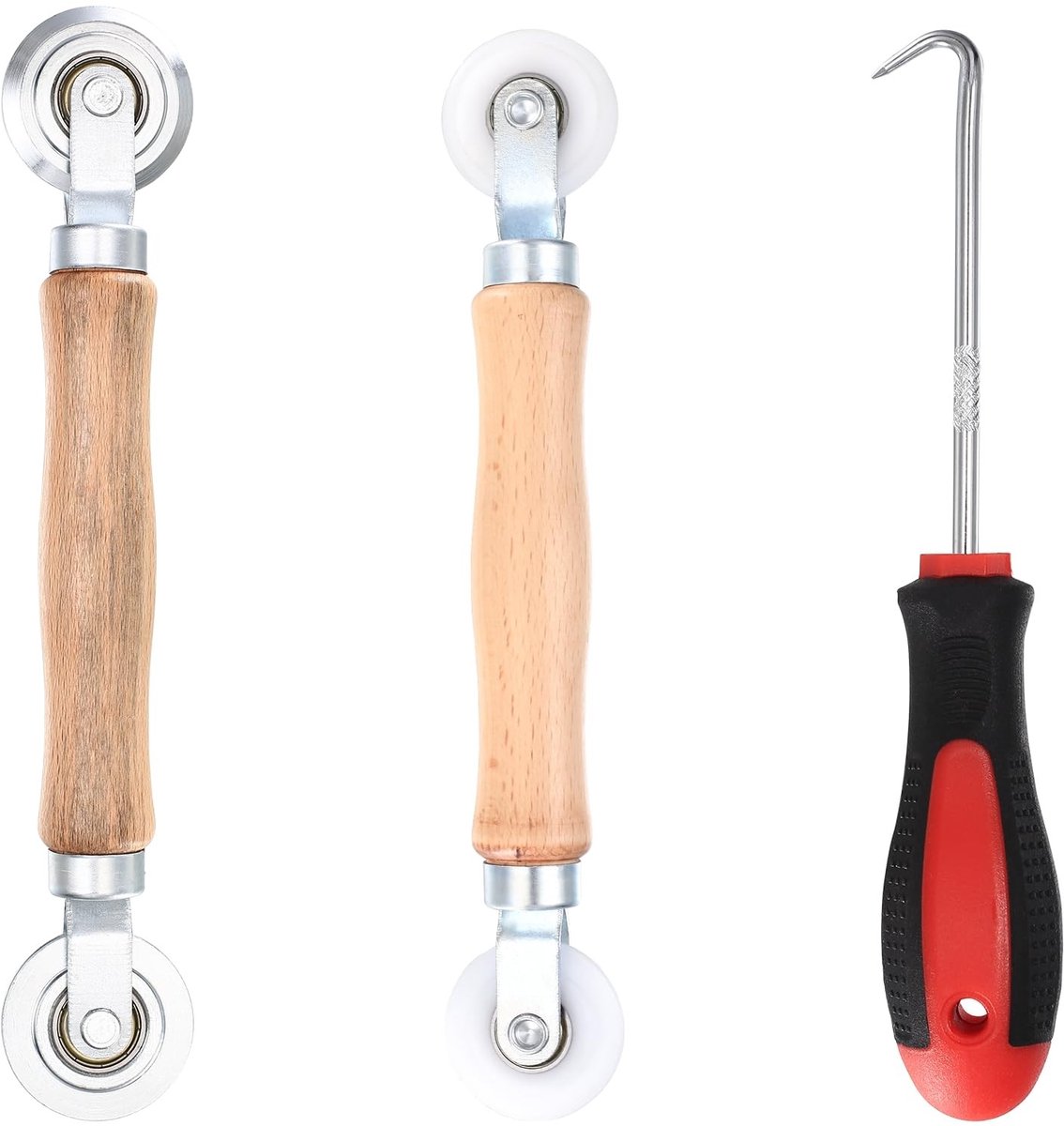 Dailygoods- Stormrandinroller Dubbelkop-ontwerp - Afdichtingsroller - Gereedschap - Ergonomisch Houten Handvat - Duurzaam Nylon - Flexibel Inzetbaar - Zeefroller