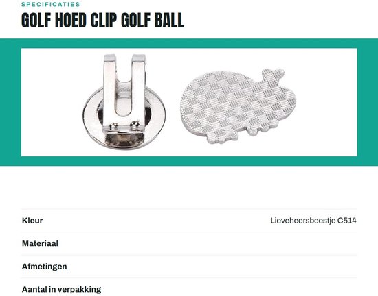 Dailygoody - Golf Hoed Clip - Golf Ball Marker - Magnetisch en Duurzaam - Lieveheersbeestje C514 - Golf Accessoire - Geschikt voor Vrouwen en Kinderen... — afbeelding 3