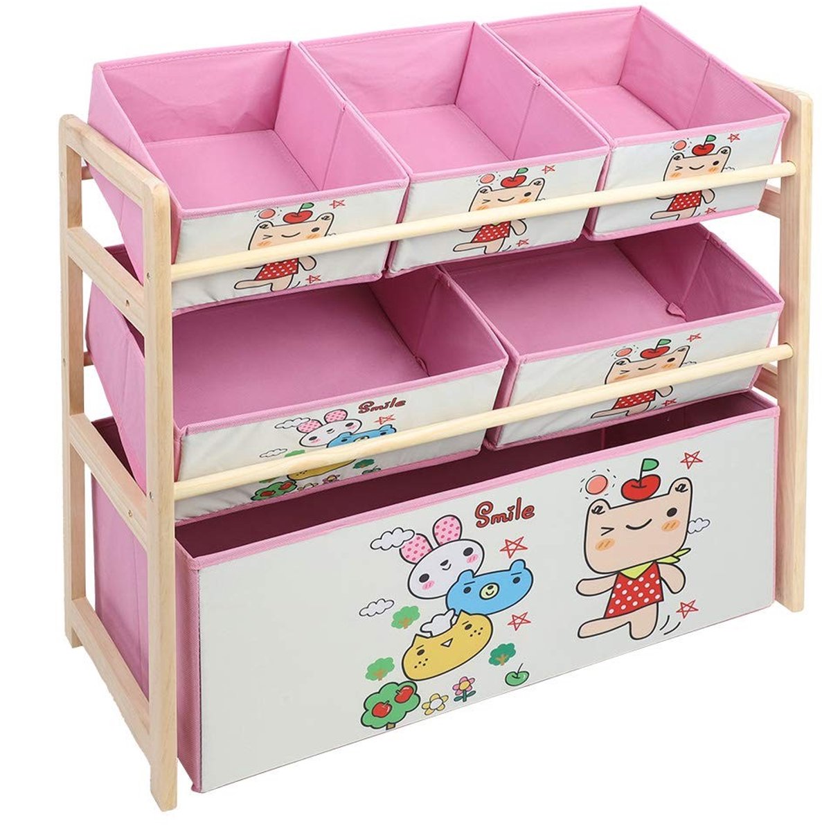 Dailygoods- Opbergplank Meerlaags Ontwerp - Roze Cartoon - Opbergruimte voor Speelgoed - S