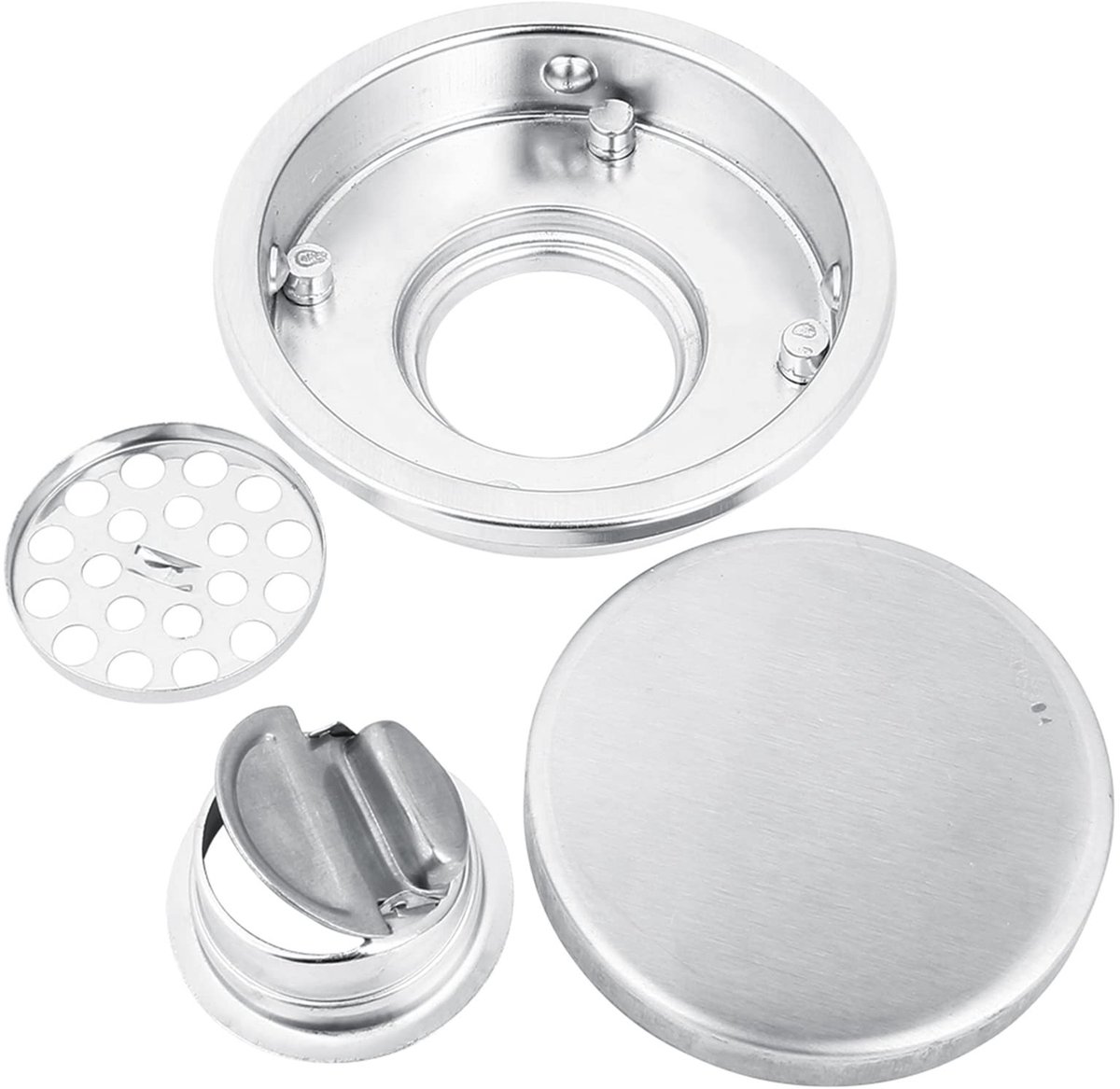 Dailygoods- Doucheafvoer Roestvrij Staal - Doucheafvoer met Rooster - Afvoerputje met Filternet - Insectenpreventie - Vlekafdekking - Diameter 109 mm