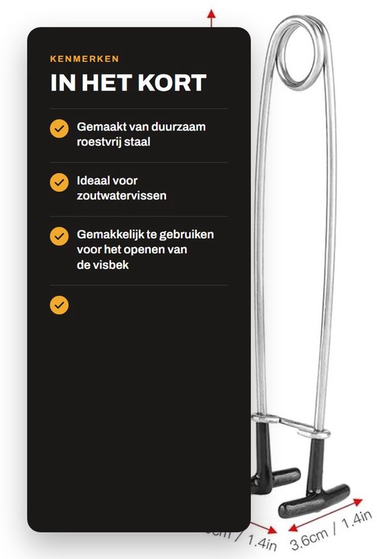 Dailygoods- Visbek Spreider Roestvrij Staal - Vissteekspreider - Muilbarrière - Hengelaccessoires - Zoutwatervissen - Draagbaar en Efficiënt - Haakuitdrager van Dailygoods — afbeelding 2