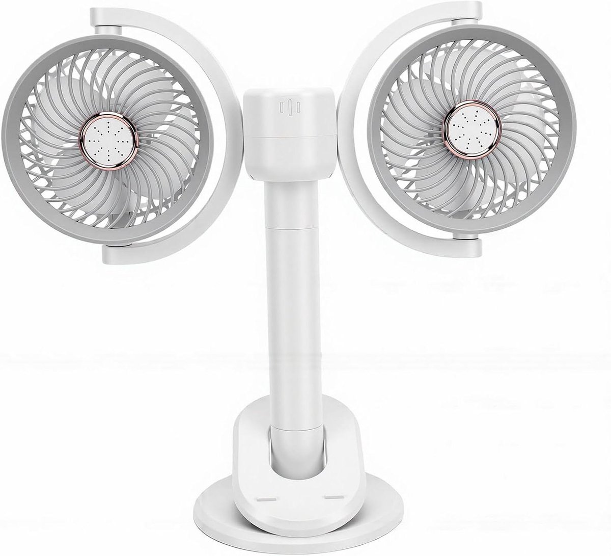 Bureauventilator Dubbele Kop - Draagbare Ventilator - Persoonlijke Koeling - 360 Graden Rotatie - 2400 mAh Batterij - Zwart