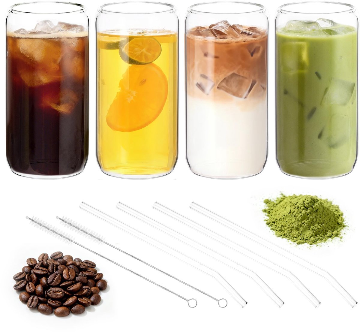 Dailygoods- Drinkglazen set 4 stuks 500 ml - Koffieglazen - Bubble tea-beker - Hoogwaardig glas - Stijlvol en elegant - Ideaal voor warme en koude dranken - Glazen Mokken