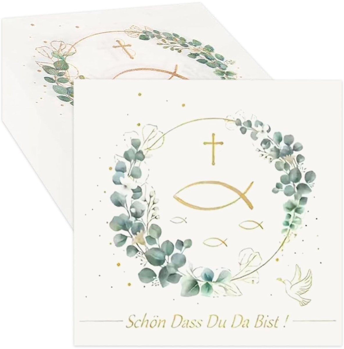 Dailygoods- Servetten 20 Vellen - Dubbellaags - Eucalyptusgroen - Wegwerpservetten - Voedselveilig - Elegant Ontwerp met Spreuk - Papieren Servetten