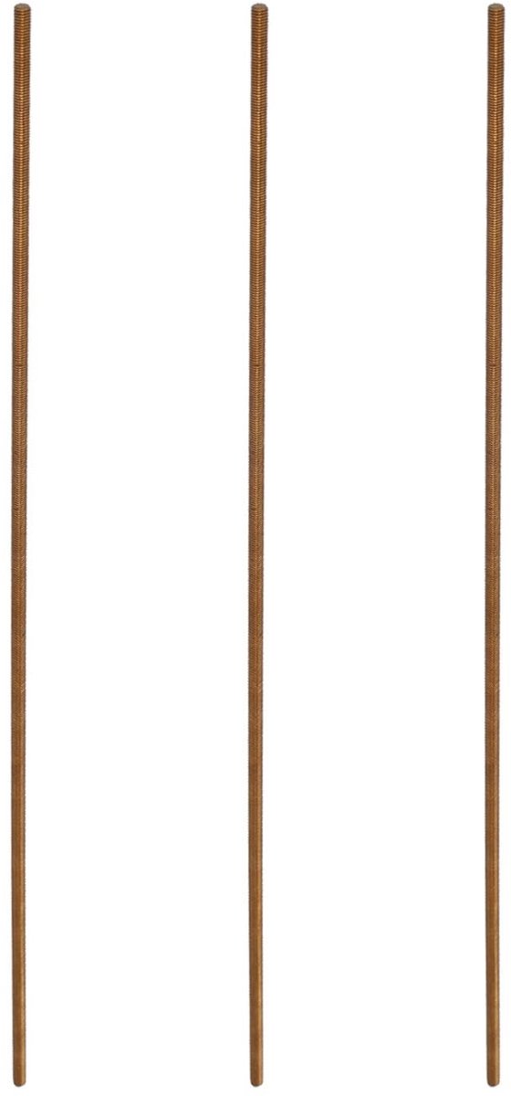 Dailygoods- Schroefdraadstaaf Volledige Schroefdraad - Messing - M3 x 250 mm - 0,5 mm Afstand - 3 Stuks - Goudkleurig - Draadstaaf