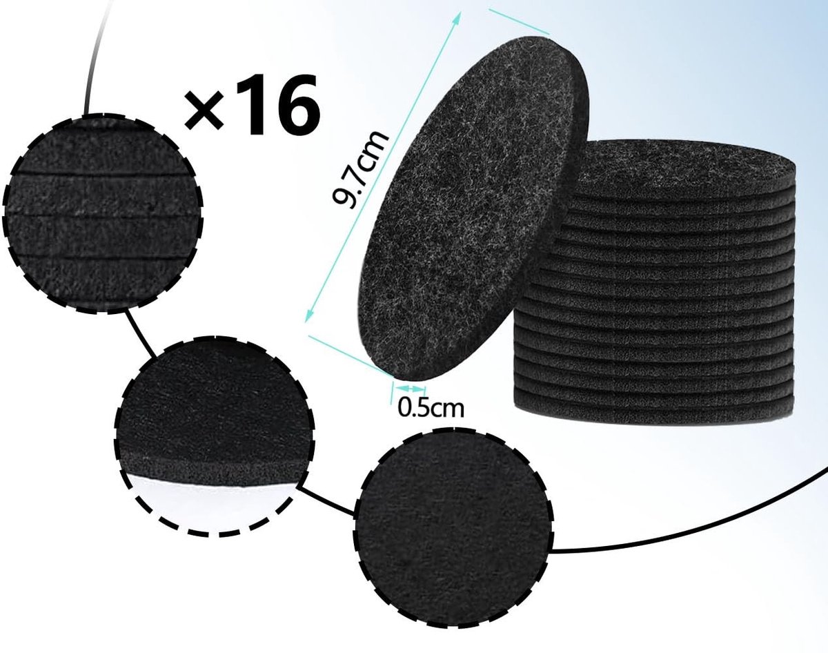 Dailygoods- Onderzetters Set van 16 - Ronde Onderzetters - Herbruikbare Onderzetters - Zwarte Onderzetters - 10 cm Diameter - Duurzame Bescherming - Onderzetter