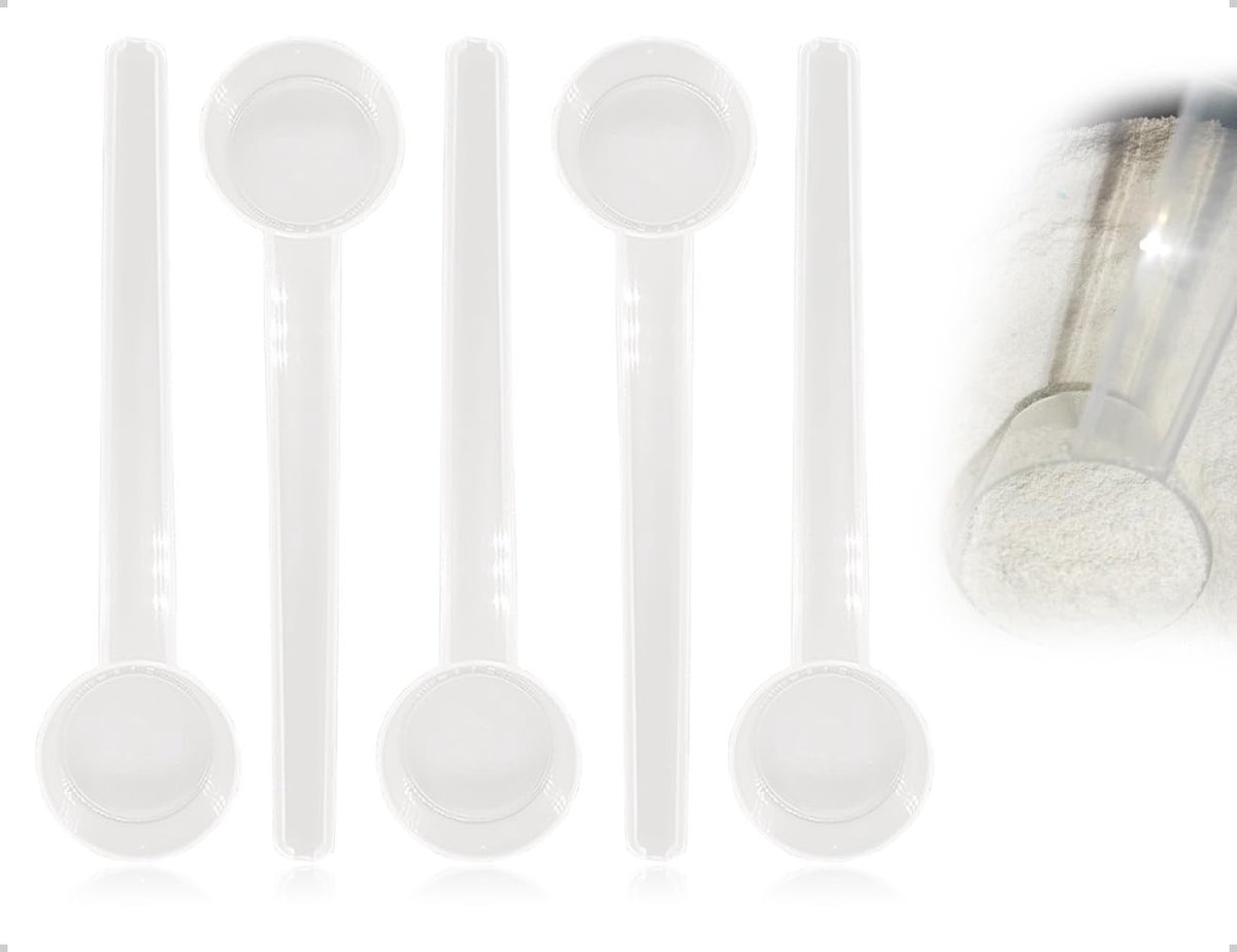 Dailygoods- Maatlepels Set van 5 - Transparant - Doseerlepel - Nauwkeurige Schaalmarkering - Lichtgewicht - Duurzaam Kunststof - Doseringlepels