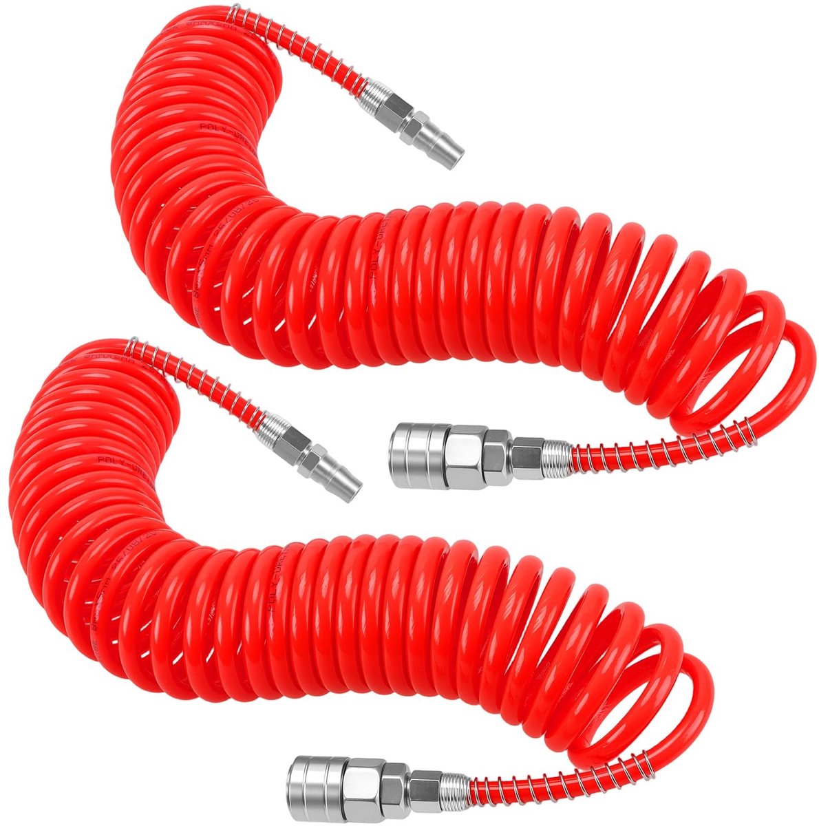 Dailygoods- Luchtslang 6m - 2 Stuks - Opgerolde Luchtslang - Polyurethaan - Quick Release Koppeling - Stevige Constructie - Luchtleiding