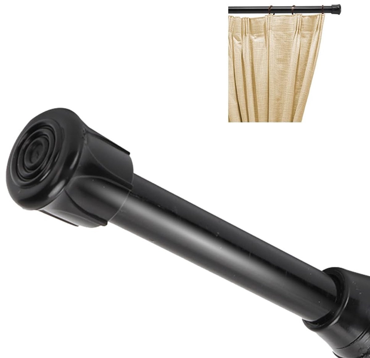 Dailygoods- Spangordijnroede Verstelbaar - Gordijnrail Koolstofstaal - Zwart - Uitschuifbaar 40-70 cm - Voor Kleine Ramen - Lichtgewicht 51-100 g