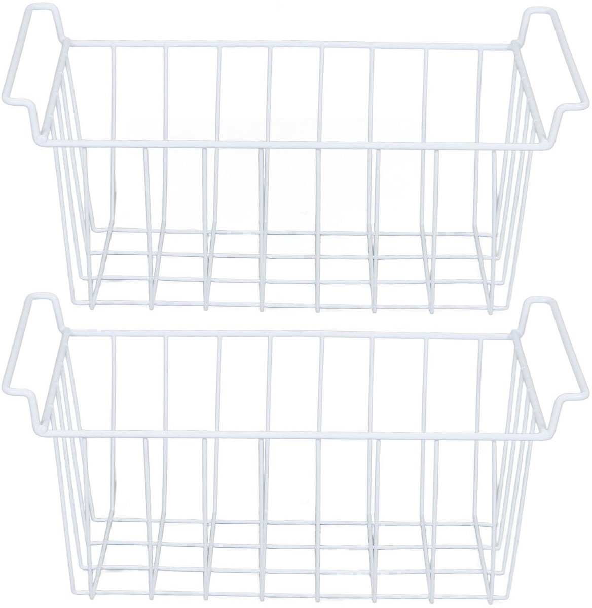 Dailygoods- Opbergmanden Roestvrij Staal - 2 Stuks - Draagbaar - Voorraadkast - Koelkast - Intelligente Opslag - Afmetingen L39 x B20 x H20 cm - Opbergboxen