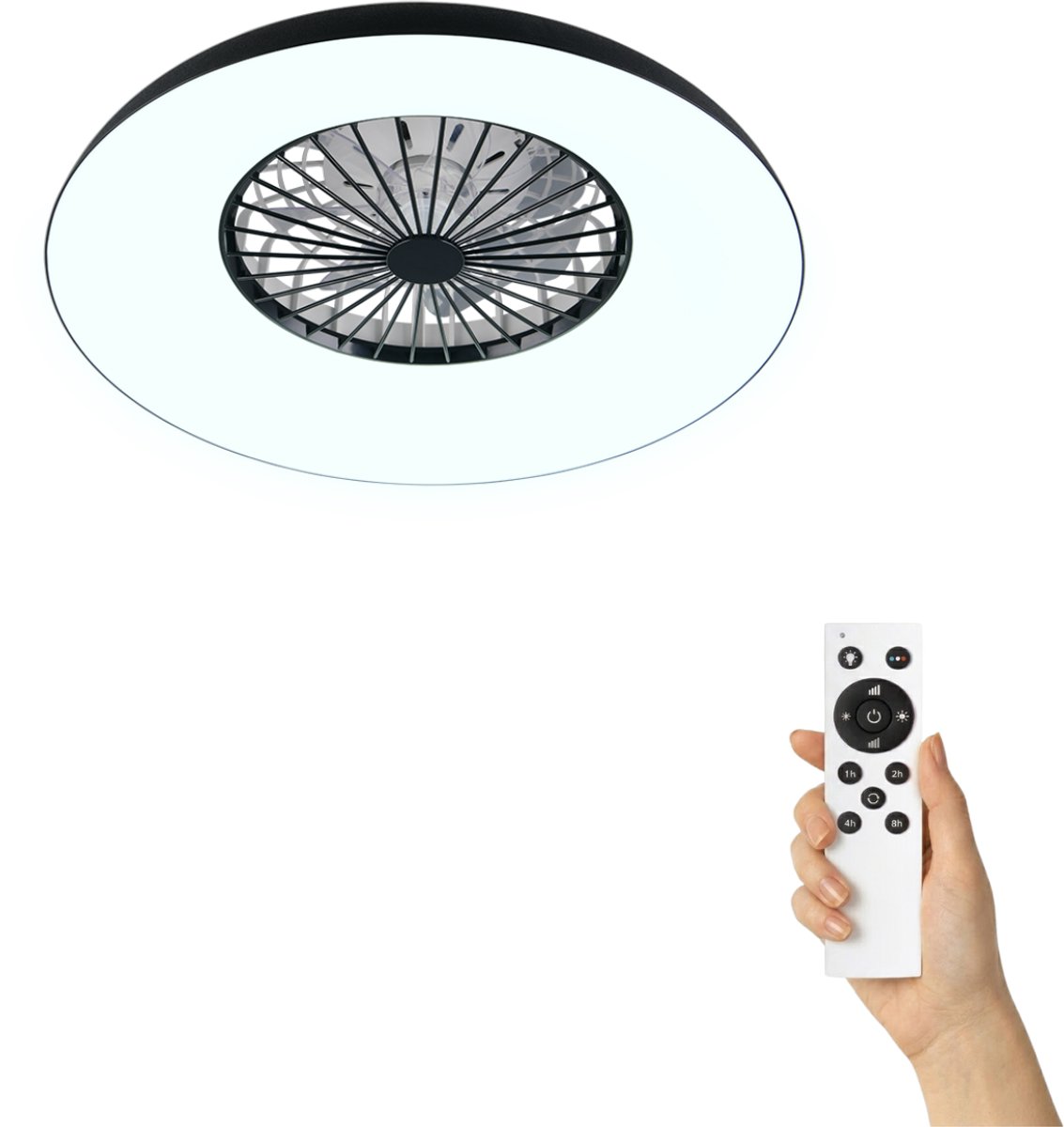 Fantiluxe - Espen - Plafondventilator met verlichting - Zwart - Ø60cm - Afstandsbediening - Met lamp - Plafond ventilator - Slaapkamer