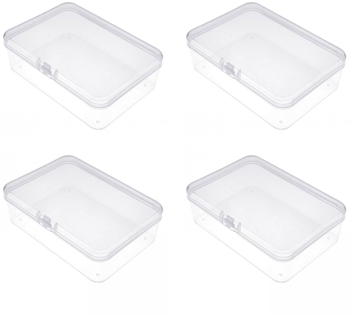 Dailygoods- Speelkaartenhouder 4x - Opbergdoos met deksel - Transparant - Duurzaam plastic - 10,2 x 7,2 x 2,5 cm - Stevige sluiting