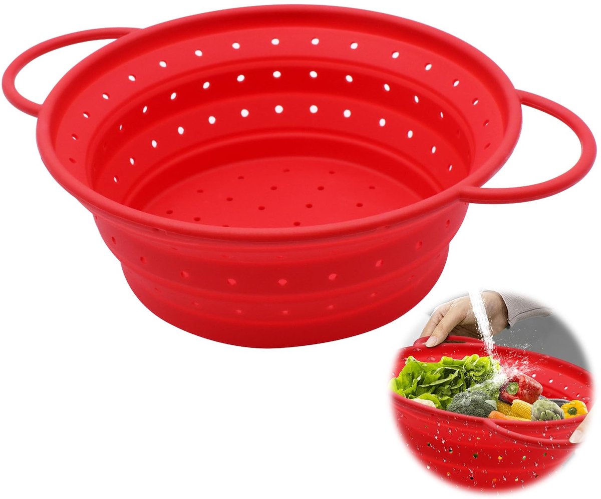 Dailygoods- Pasta Zeef Opvouwbaar 26cm - Siliconen Vergiet - Vaatwasserbestendig - Temperatuurbestendig - Veilig voor Voedsel - Ruimtebesparend