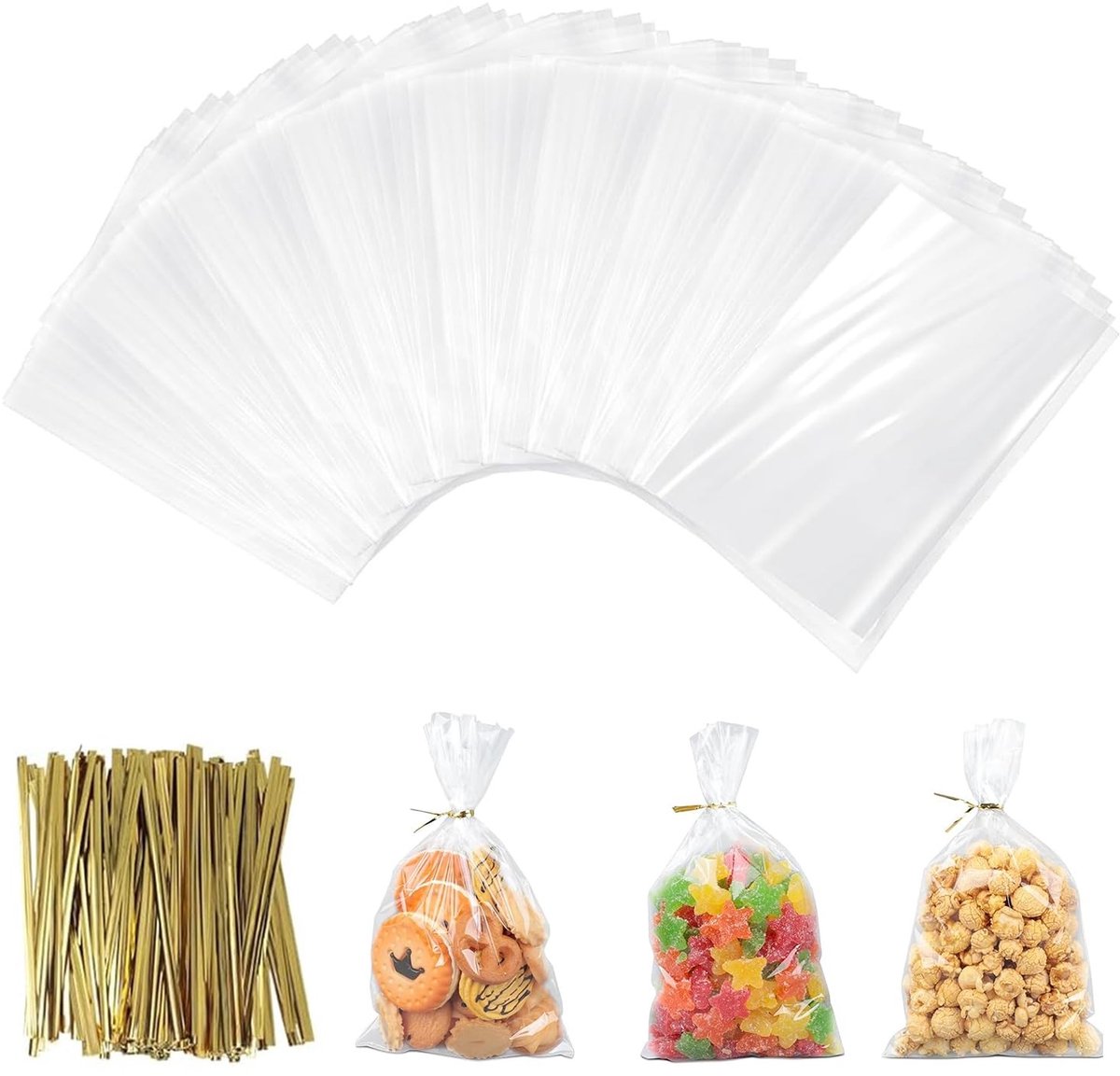 Dailygoods- Snoepzakjes Transparant - 100 Stuks - 13 x 18 cm - Kunststof - Cadeauzakjes - Bruiloft - Hoogwaardig Materiaal