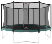 BERG Favorit Regular 380 Trampoline Op Poten - Safety Net Comfort - AirFlow Springdoek - Groen