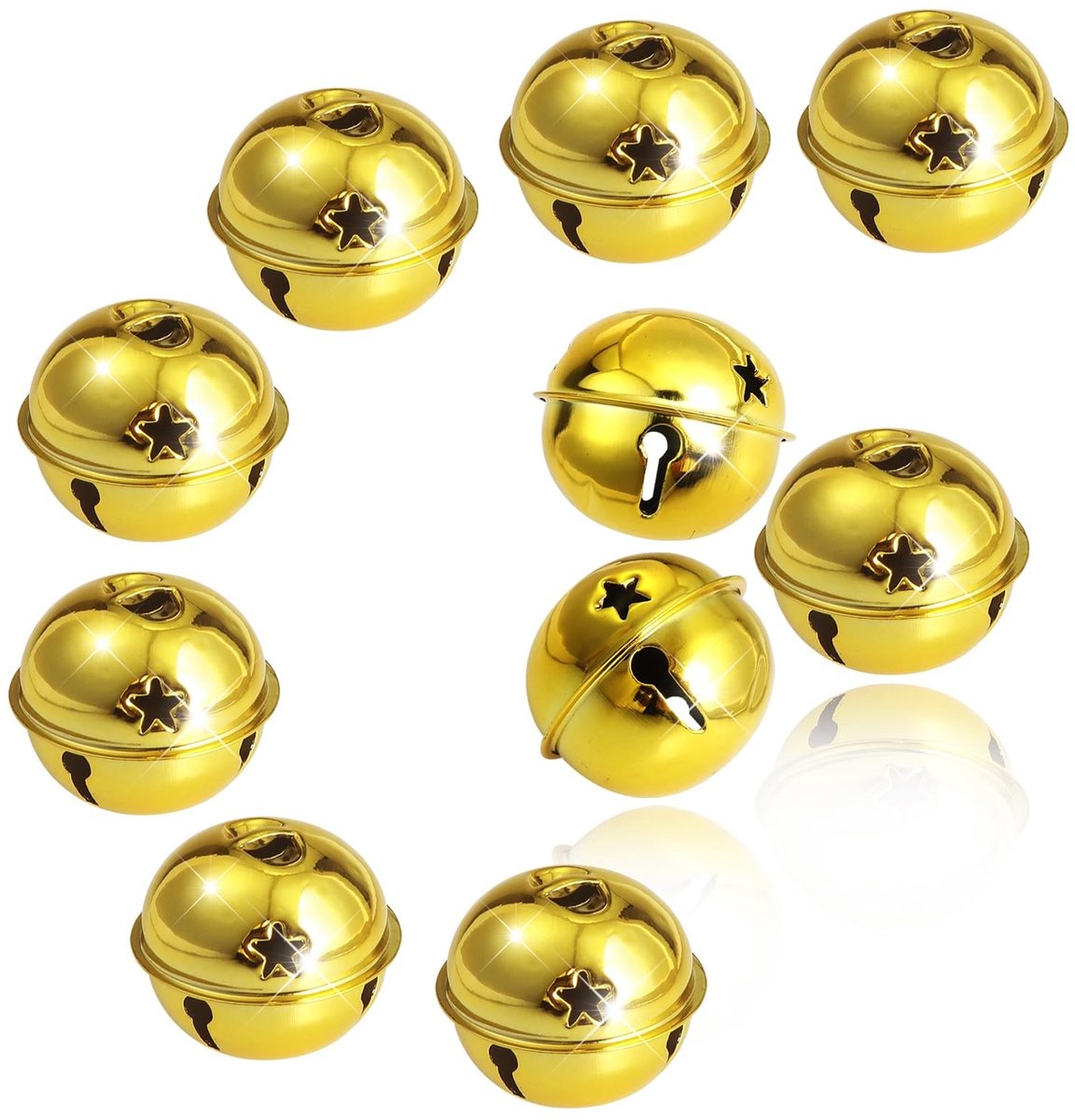 Dailygoods- Kerstklokken 10 stuks - Goudkleurig - Metalen Klokken - Decoratie voor Bruiloft/Feesten - 50 mm - Perfect voor Kerstdecoratie - Decoratiebelletjes