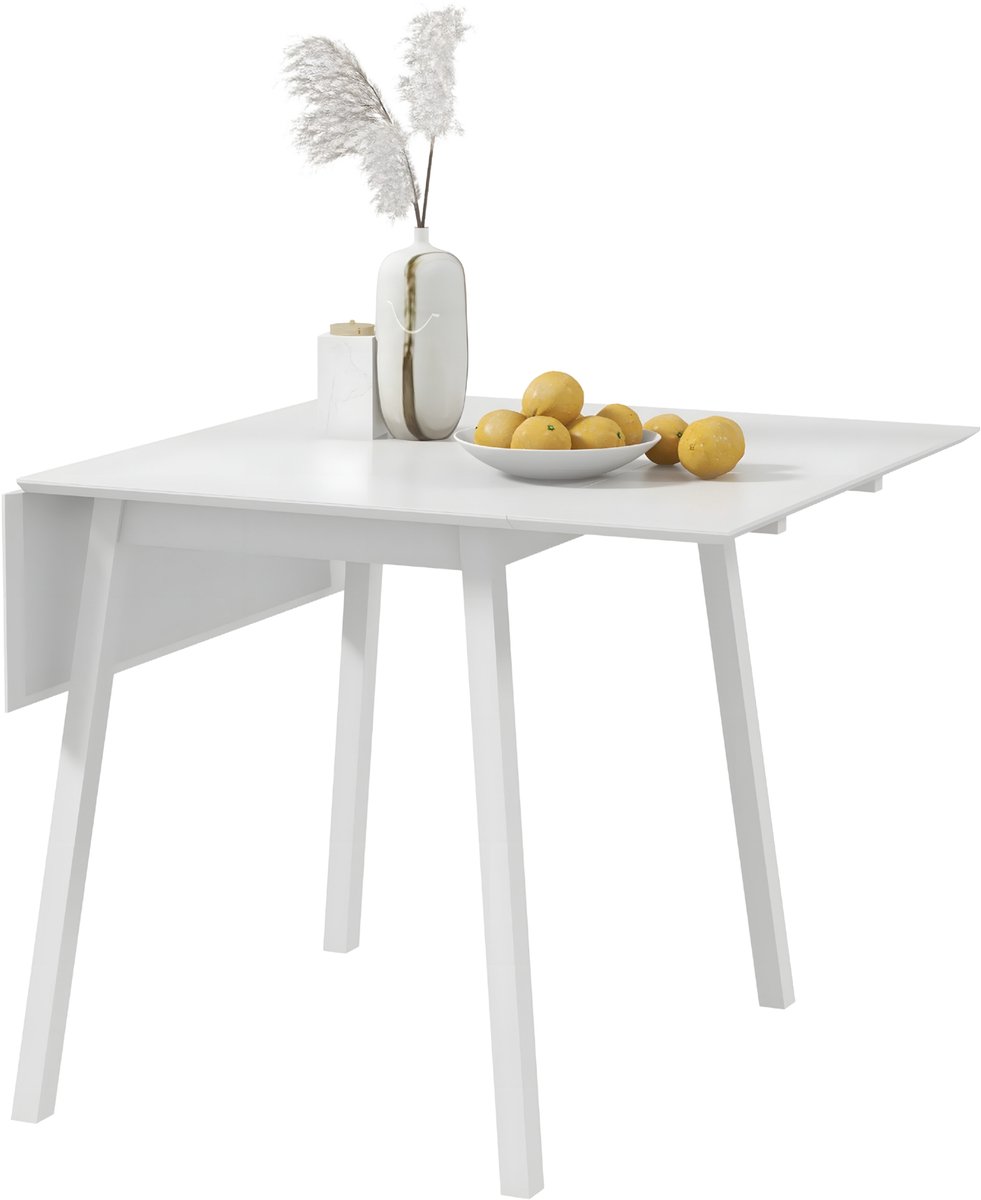 Happiq Eettafel van Grenenhout – 110 x 86 x 75 cm – Houten Dining Table voor Keuken en Eetkamer – Wit White