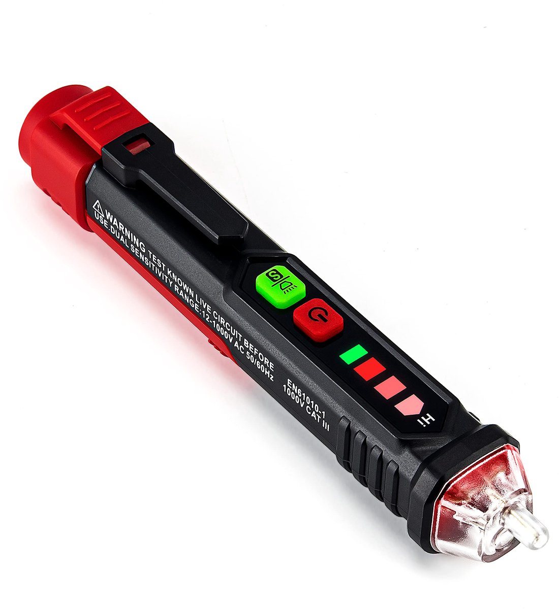 carmdering - Niet-Contactspanningsdetector - Spanningstester Pen - NCV Detector - Dubbele Gevoeligheid 12V Tot 1000V - LED Kleurcodering Met Zaklamp - Isoleren Kunststof - Compact En Veilig Ontwerp - Ideaal Voor Donkere Ruimtes - 1 Stuk
