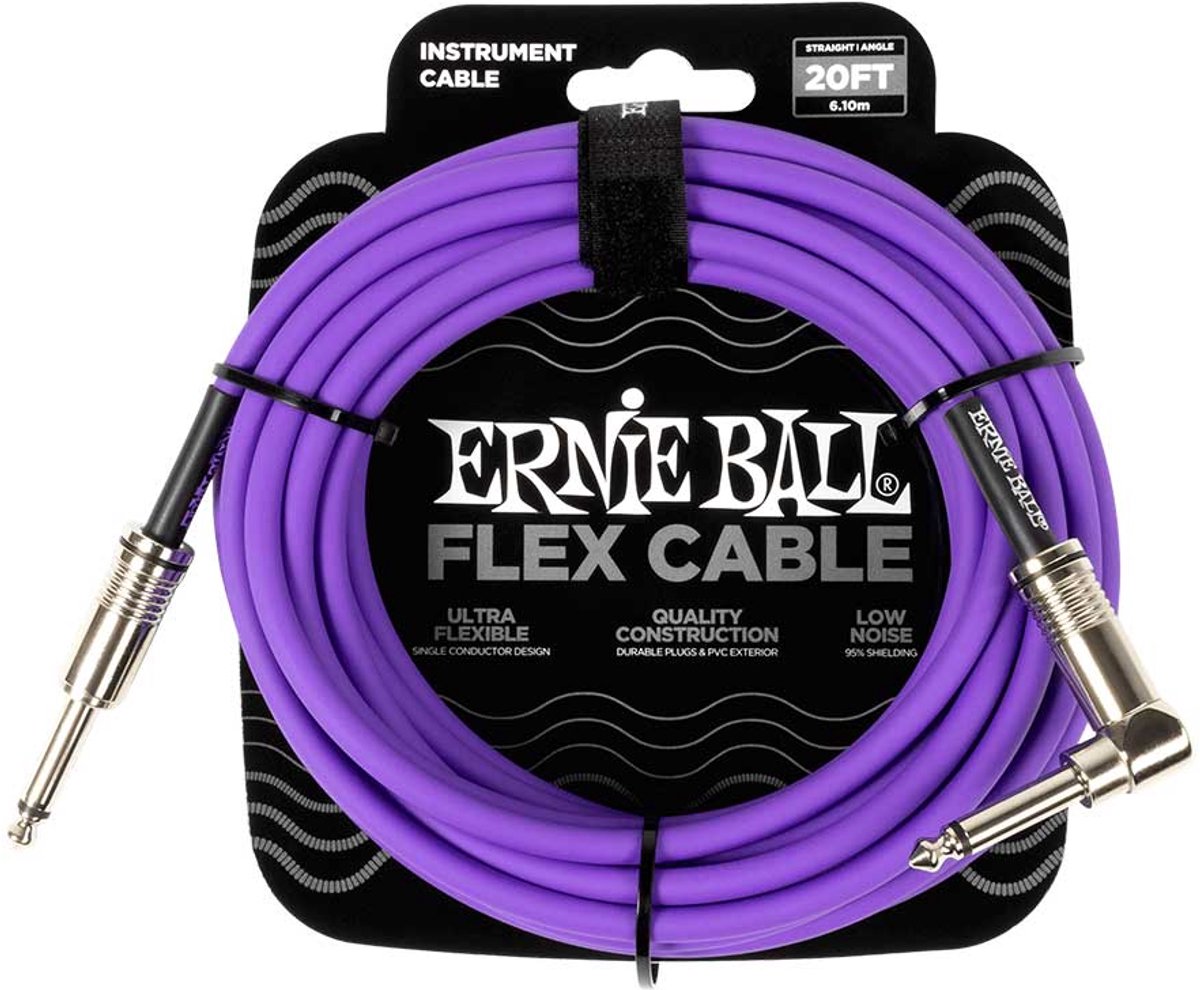 Ernie Ball 6466 Flex 6 meter instrumentkabel paars haaks - recht