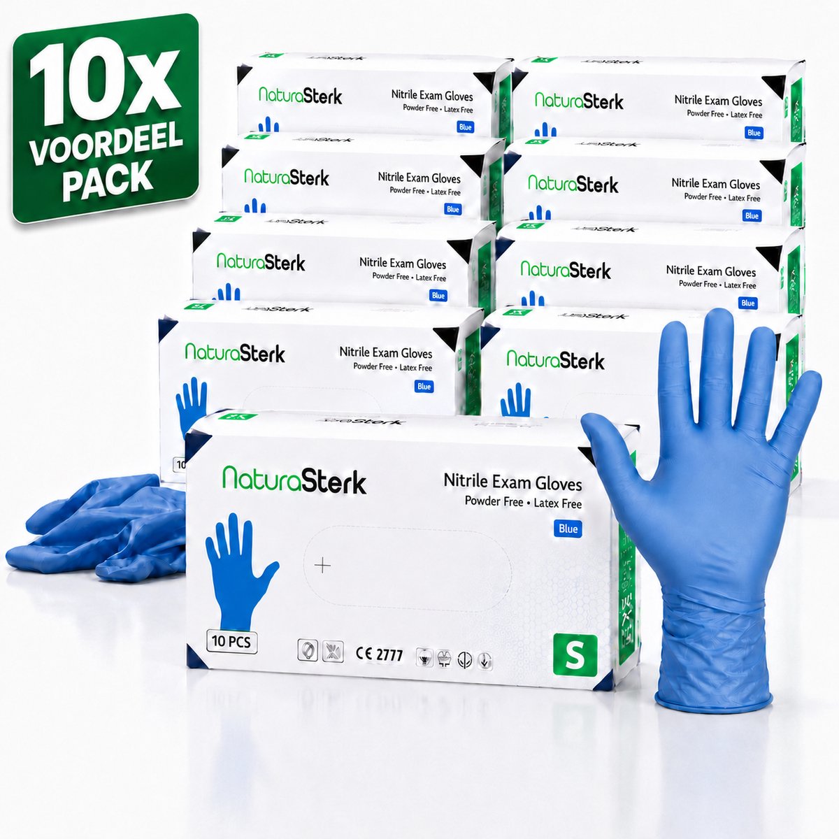 NaturaSterk Wegwerp Handschoenen - Nitril Handschoenen Maat S - 3.5 g - 10 Pakket x 100 Stuks - Poedervrij - Latex vrij - Niet Steriel - Blauw