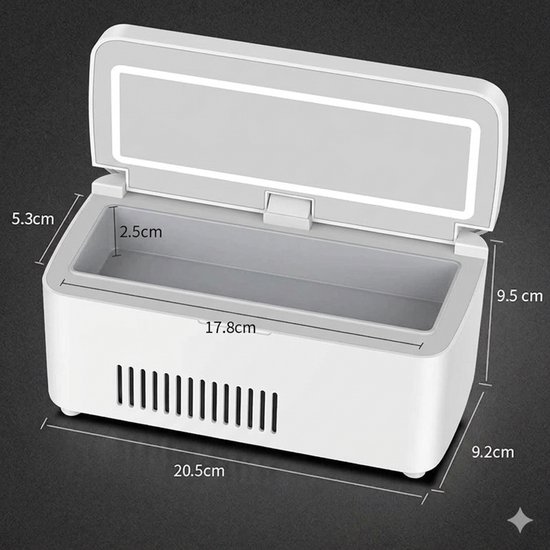 Hutjemutje - insuline koelkast - medicijnen koelbox - insuline etui - diabetes koeltas - 20.5 cm x 9.2 cm x 9.5 cm - auto koelkast - wit van Hutjemutje — afbeelding 4