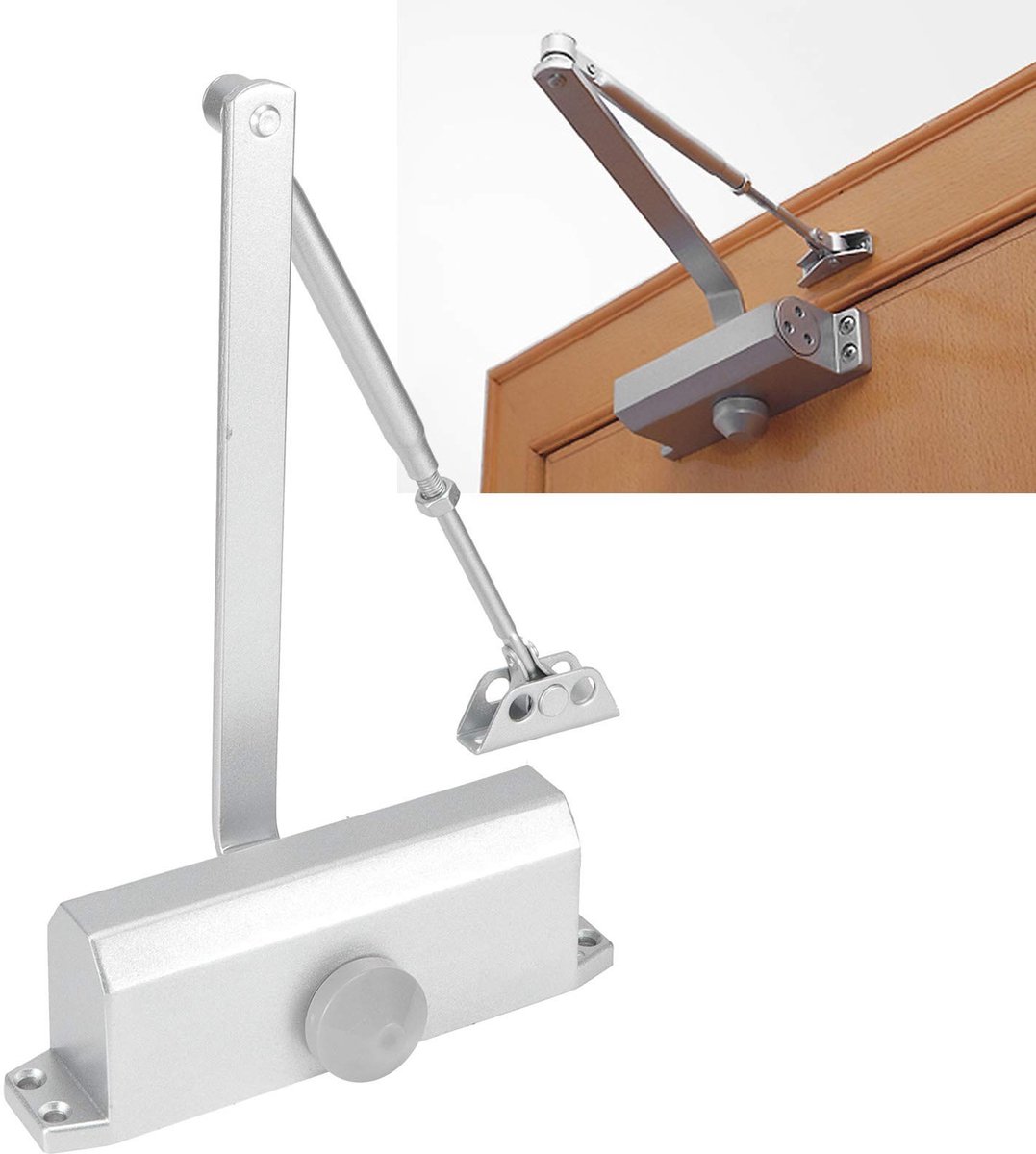 Dailygoods- Deur Dichter Hydraulische Buffer 85 kg - Verstelbare Telescopische Boom - Geschikt voor Houten/Metalen Deuren - Voor Binnen/Buiten - Lange Levensduur - Betrouwbare Prestaties - Deurbuffer